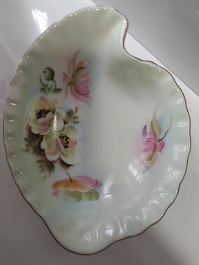Vintage Floral Porcelain Serving Dish - Pink and White
